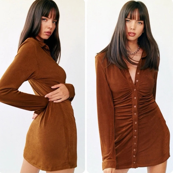 With Jean Andy Mini Dress in Chocolate - Picture 6 of 9